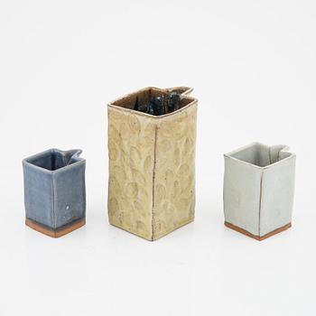 Three stoneware pots by Signe Persson-Melin, signed and dated -03.