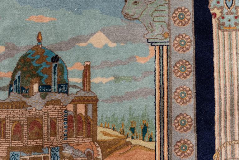 Carpet, Tabriz, figural, approx. 260 x 180 cm.
