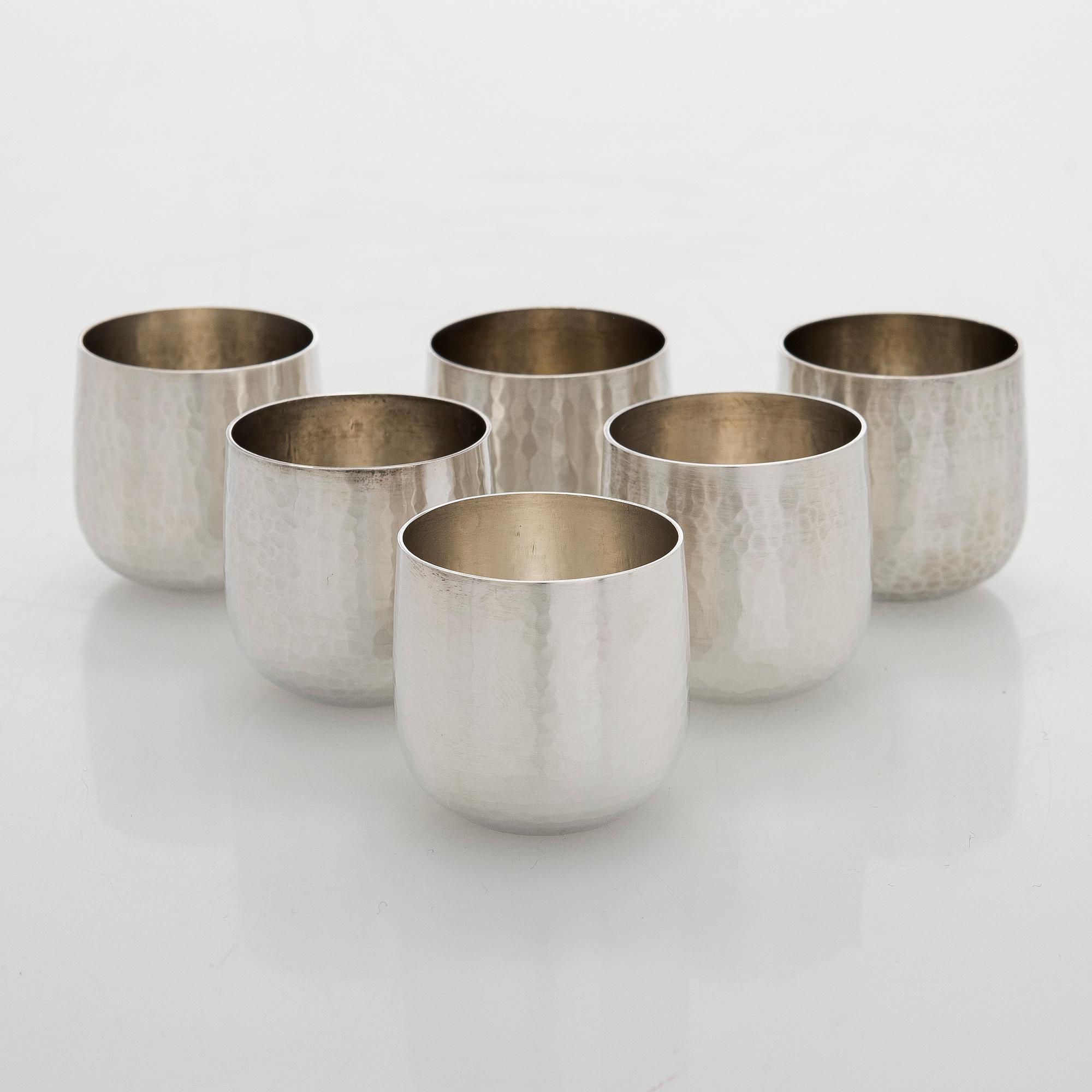 Tapio Wirkkala, Supkoppar, 6 st, silver, TW 469, Kultakeskus, Tavastehus 1978-79.