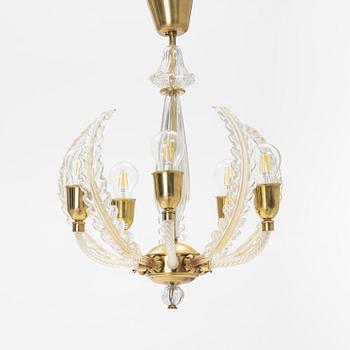 Fritz Kurz, a glass ceiling lamp, Orrefors, mid-20th Century.