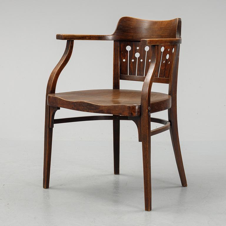 Otto Wagner, attributed to. A stained beech and oak chair, Vienna, Austria, early 20th Century.