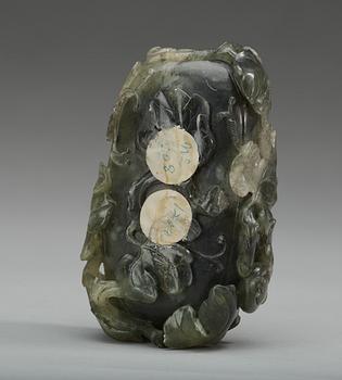 A nephrite brush washer, Qing dynasty.