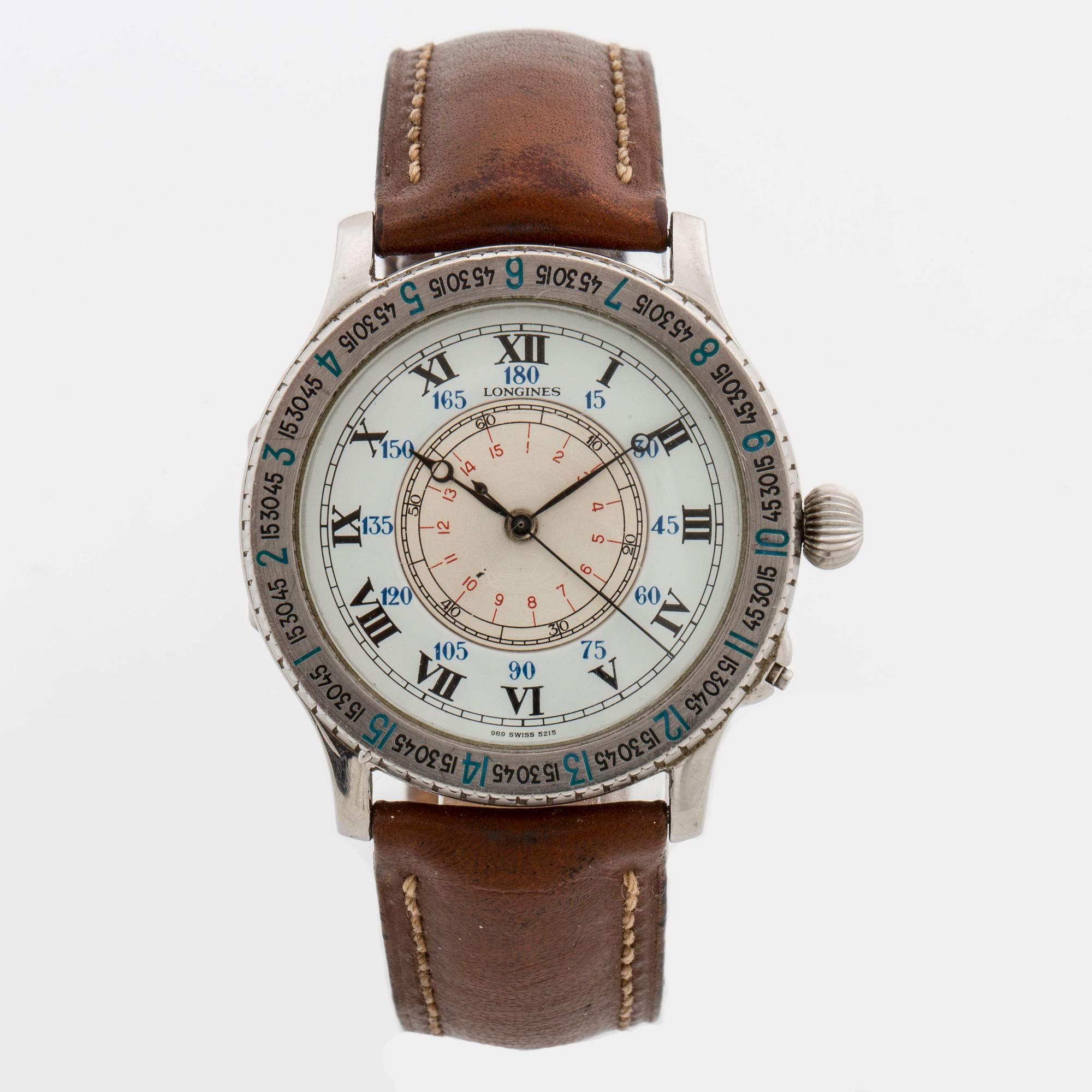 LONGINES, Lindbergh Hour Angle Watch, designed by Charles Lindbergh, wristwatch, 38 mm.