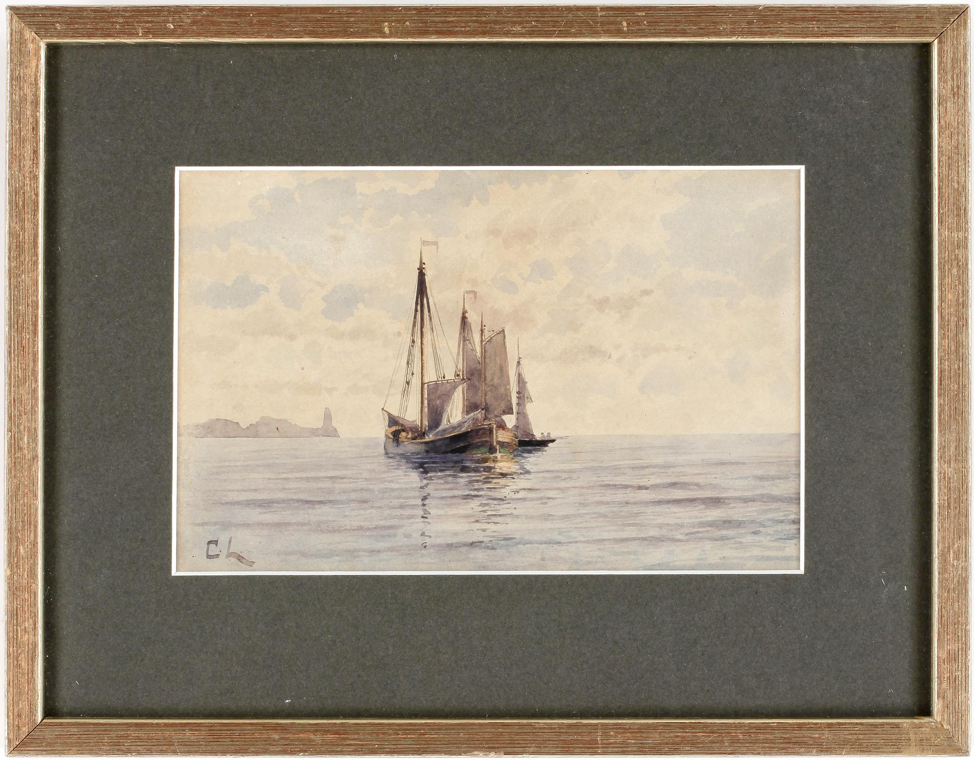 CARL LEVEAU, akvarell, monogram sign.