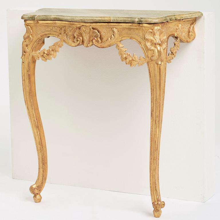 KONSOLBORD, med Stockholm hallstämpel 1763, Rokoko.