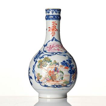 A blue and white famille rose bottle vase, Qing dynasty, Qianlong (1736-95).