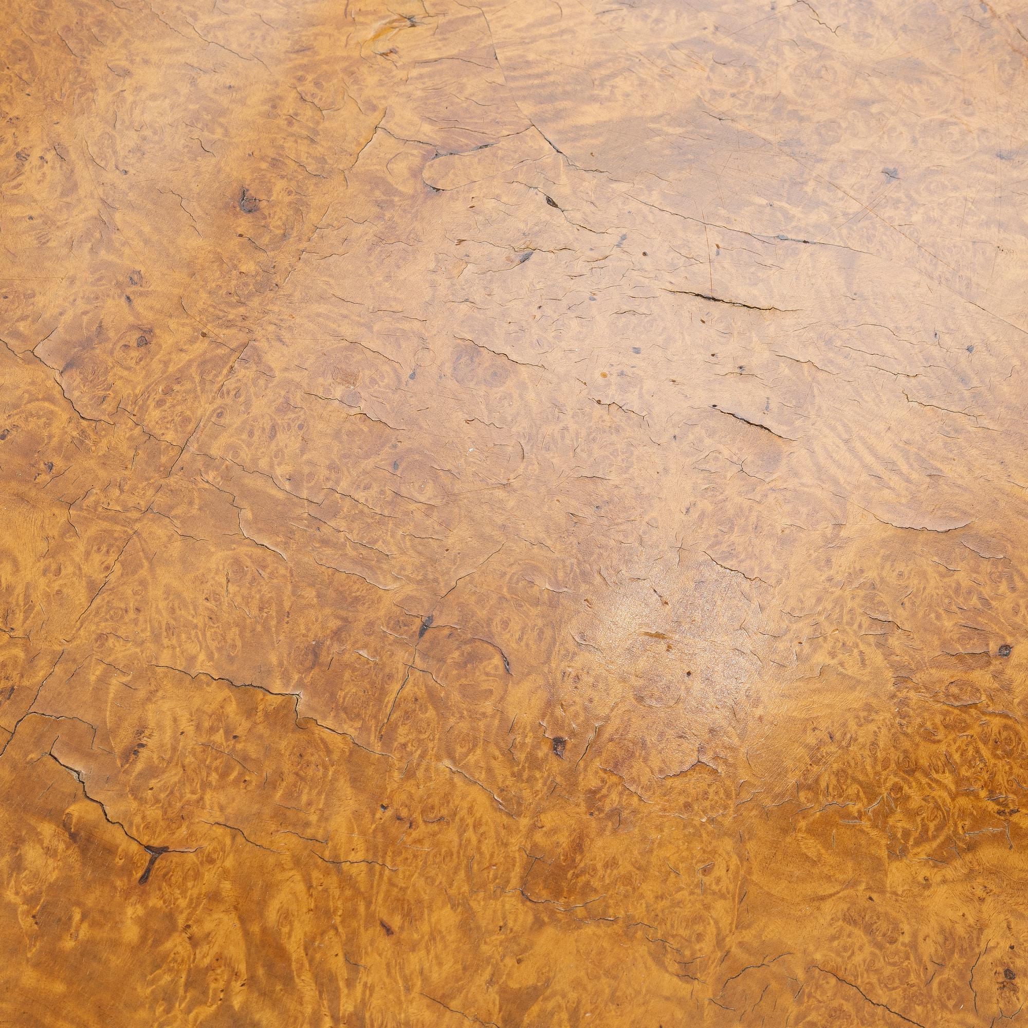 A Swedish late Baroque burr-alder table, first part 18th century.