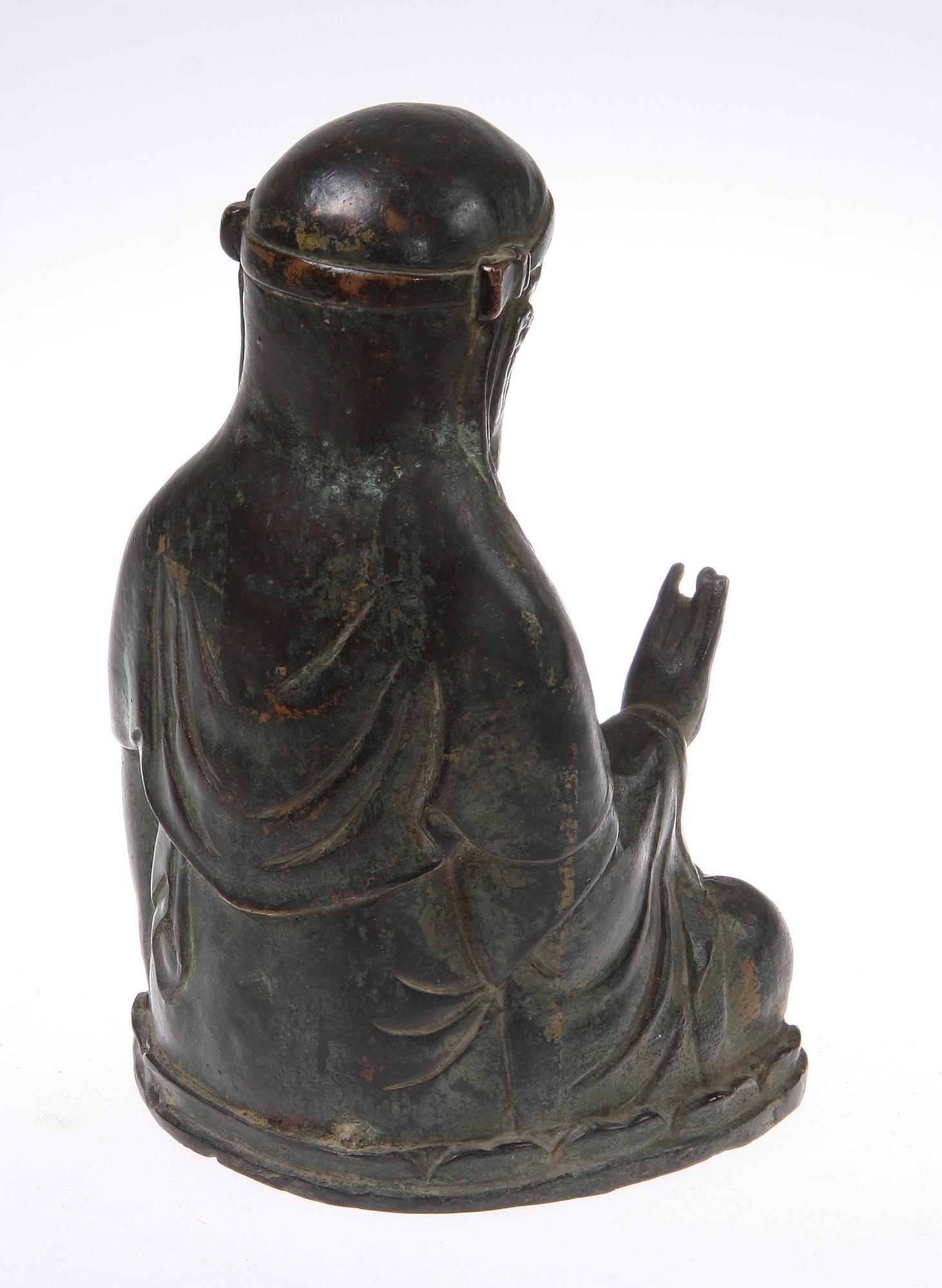 BUDDHAFIGUR, brons, Kina, troligen 1600/1700-tal.