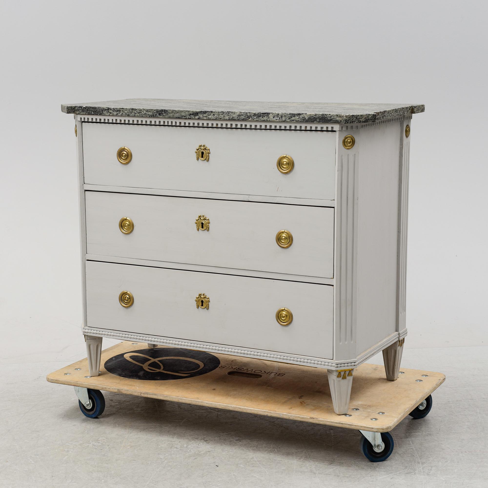 A gustavian style chest of drawers, late 19th Century.
