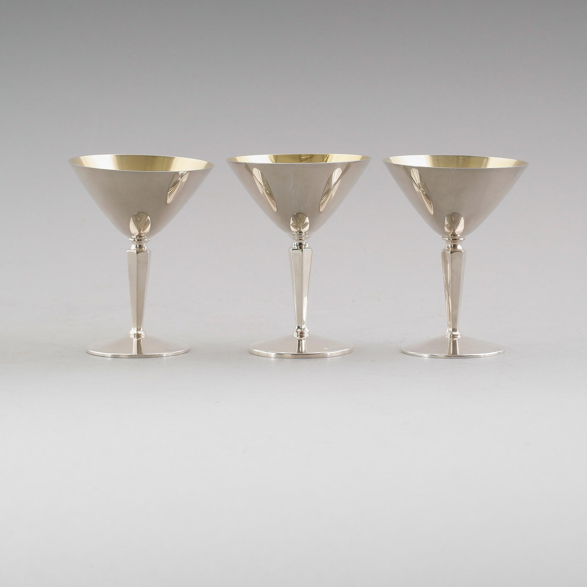COCKTAILGLAS, 12 st, silver, Ceson, Stockholm 1974. Vikt ca 645 gram.