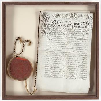 HANDSKRIFT MED SIGILL, Tyskland , 1700-talets första hälft.