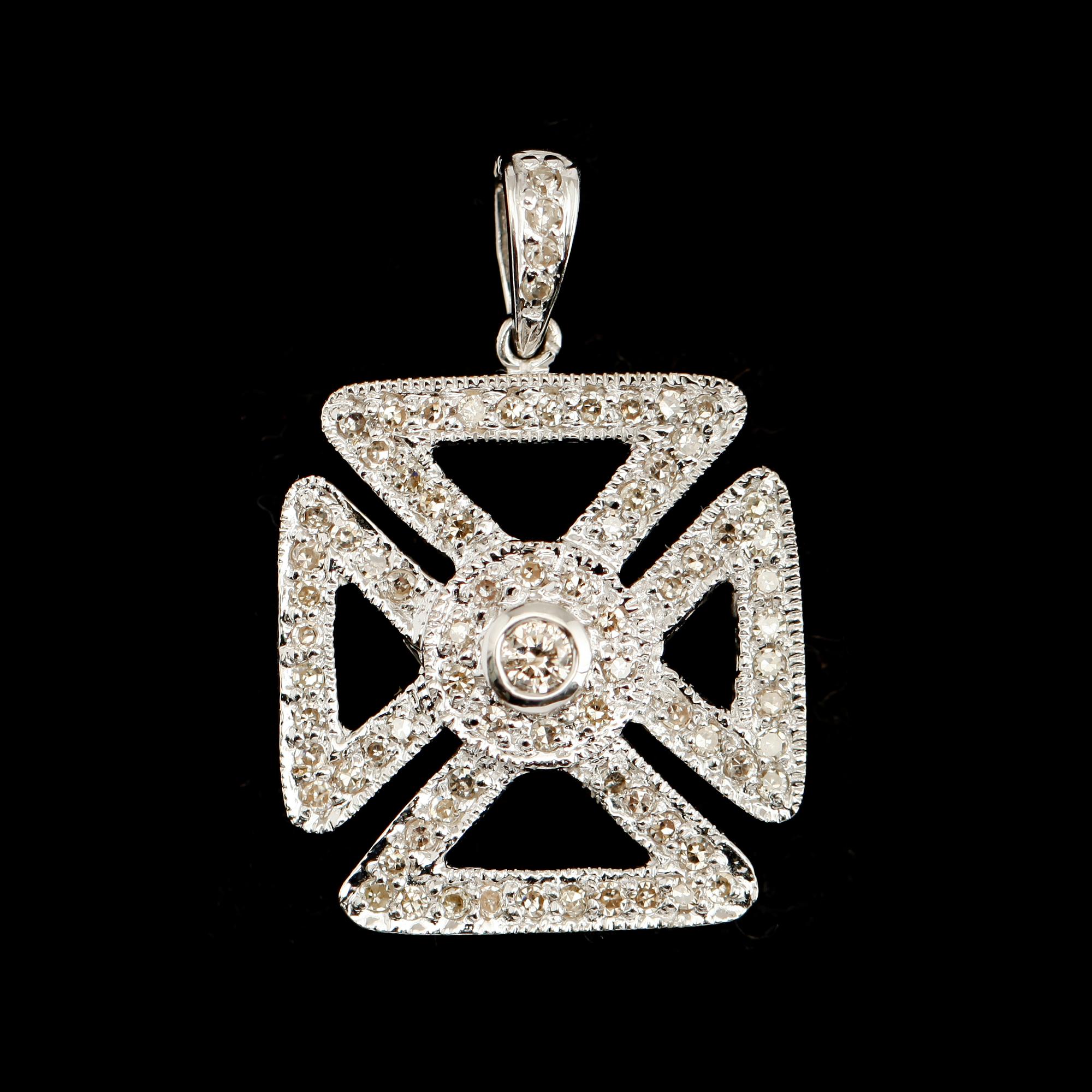 HÄNGE, 14 k vitguld, briljantslipade diamanter tot ca 0.60 ct.