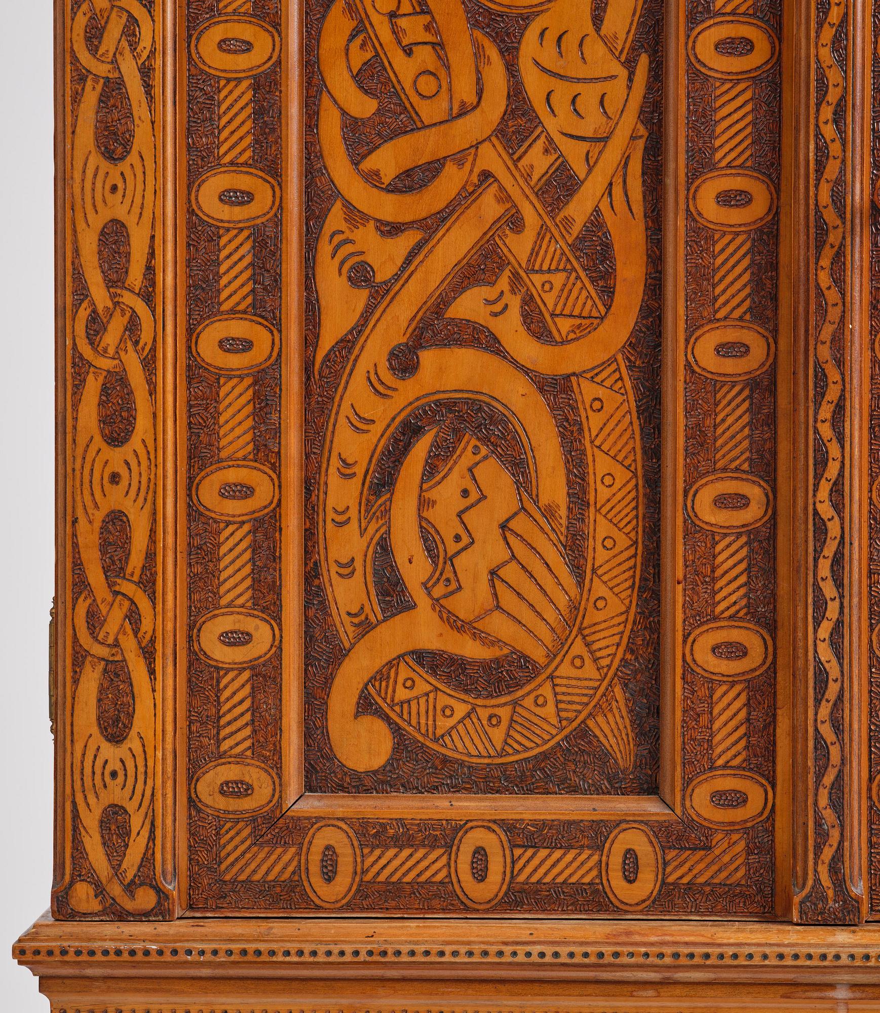 Cabinet, probably Norway, Old Norse style, late 19th century.