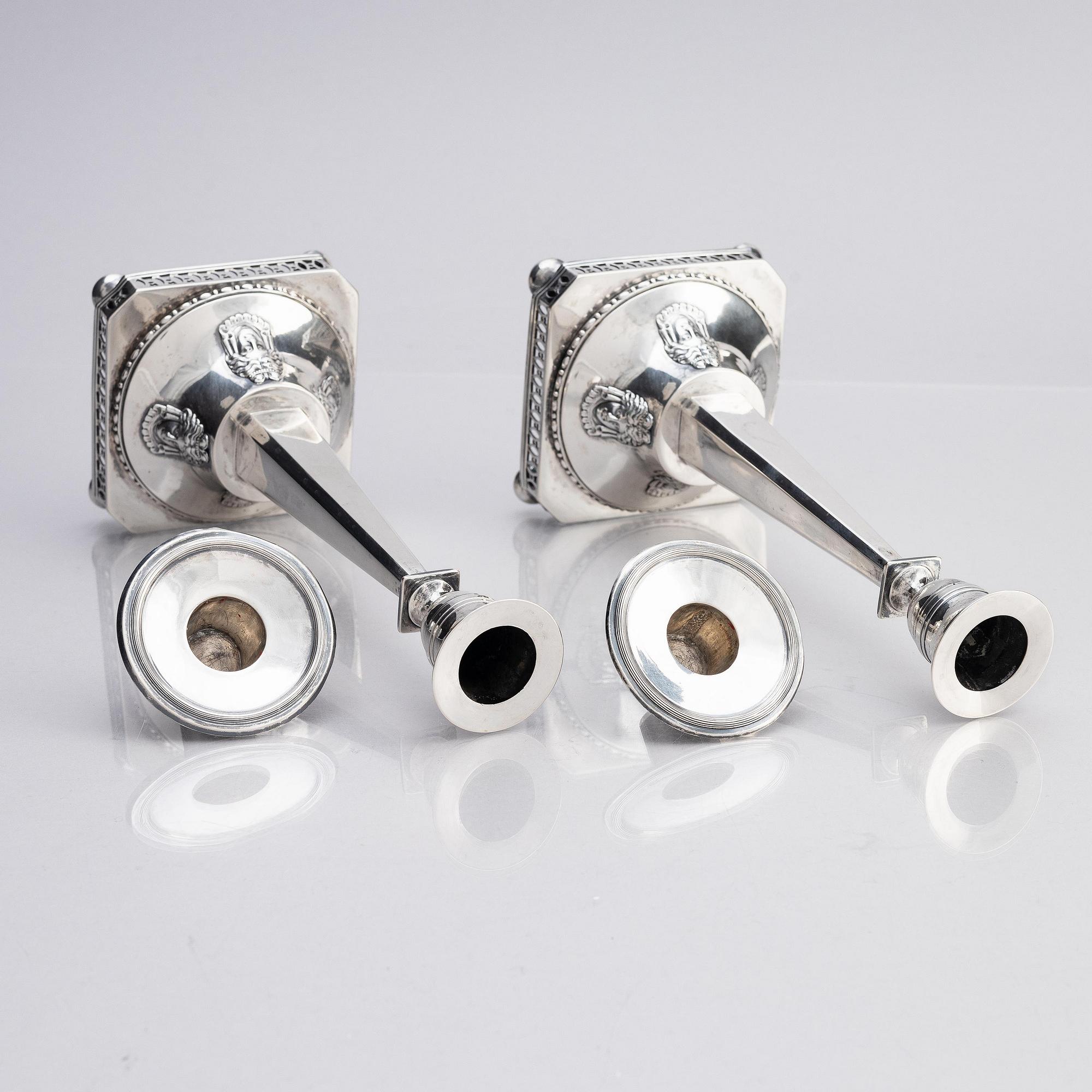 A pair of Swedish 18th century silver candlesticks, marks of Pehr Zethelius, Stockholm 1799.