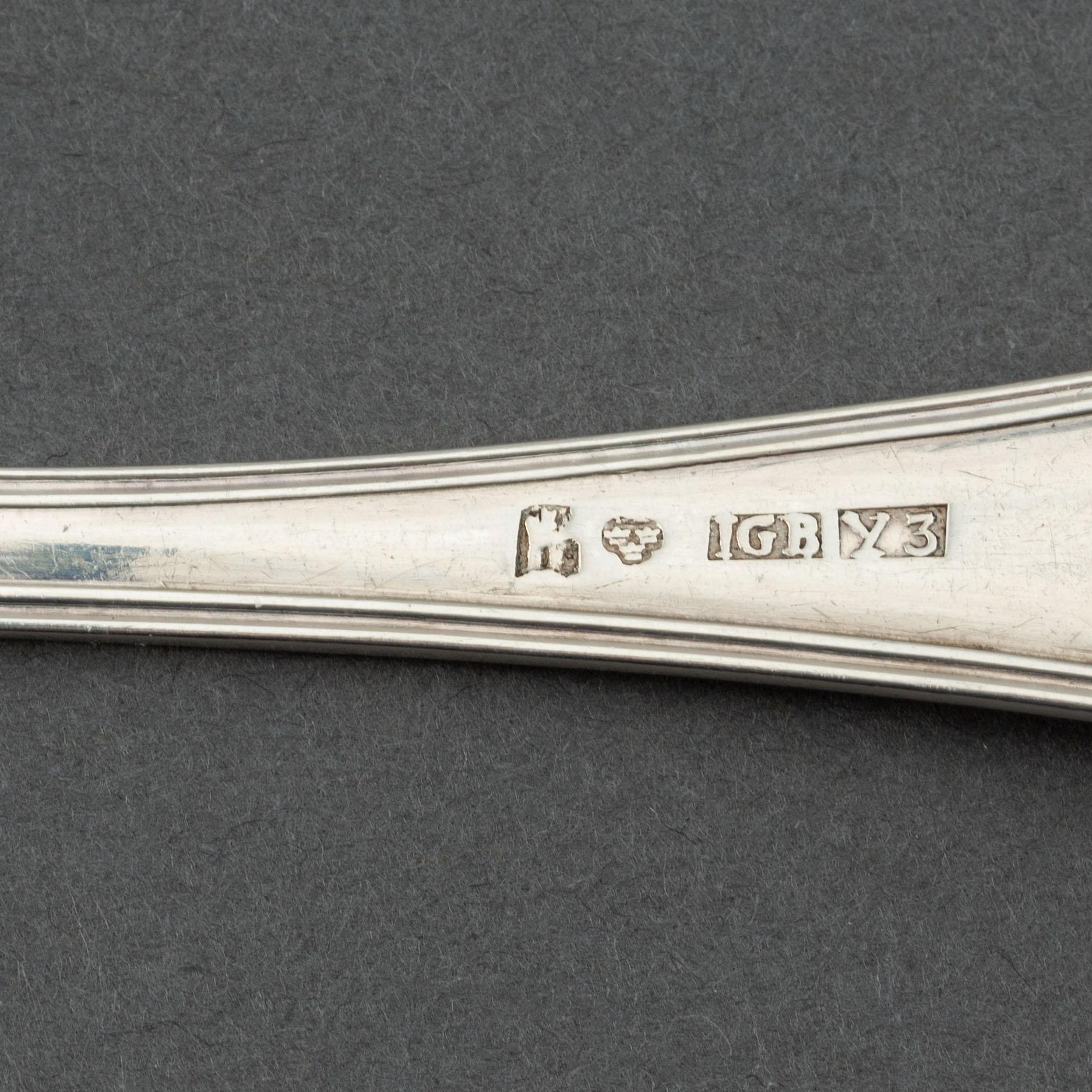 Jacob G Bursell, matskedar, 6 st, silver, Jönköping 1829-1830.