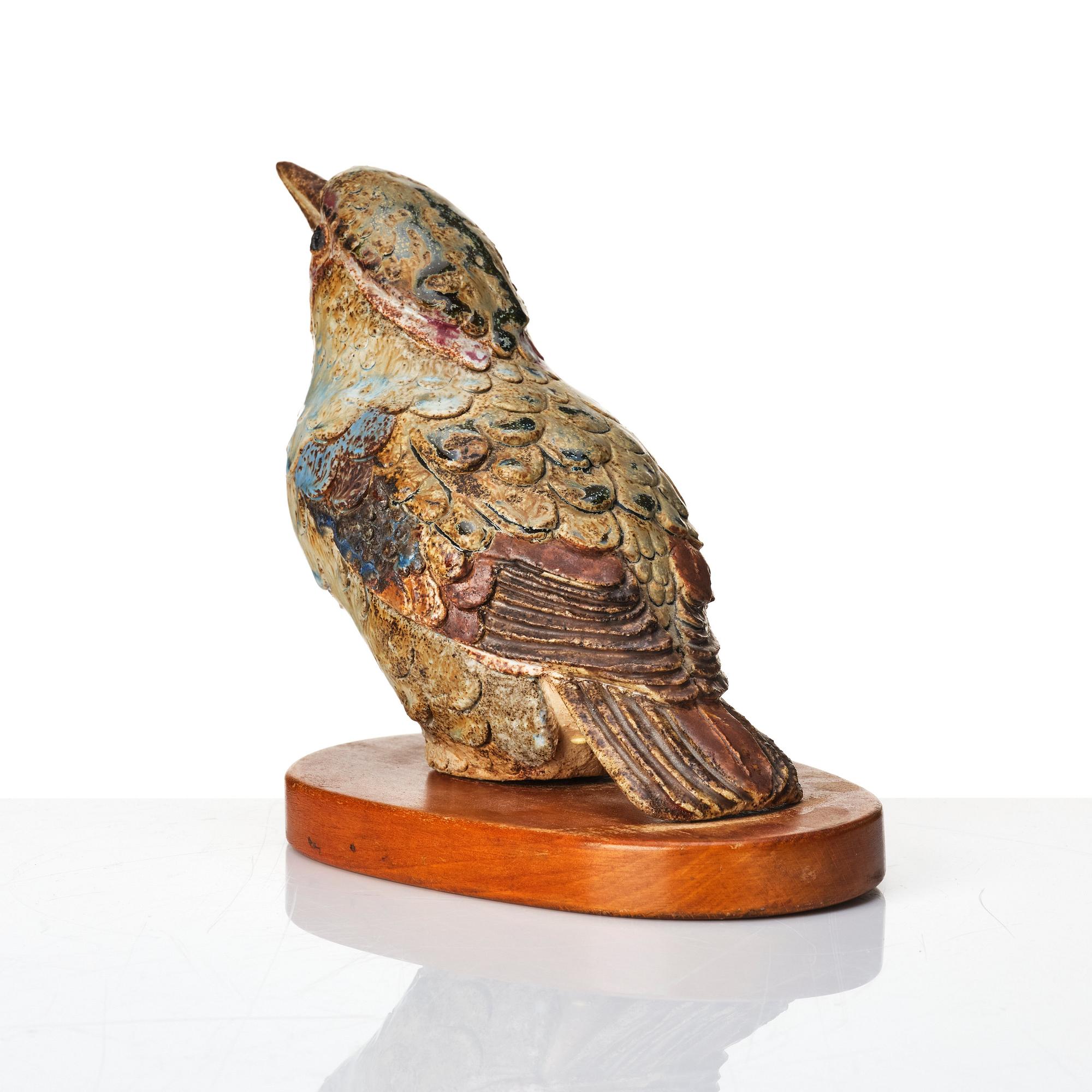 Tyra Lundgren, a stoneware sculpture of a bird, Sweden mid 20th century.