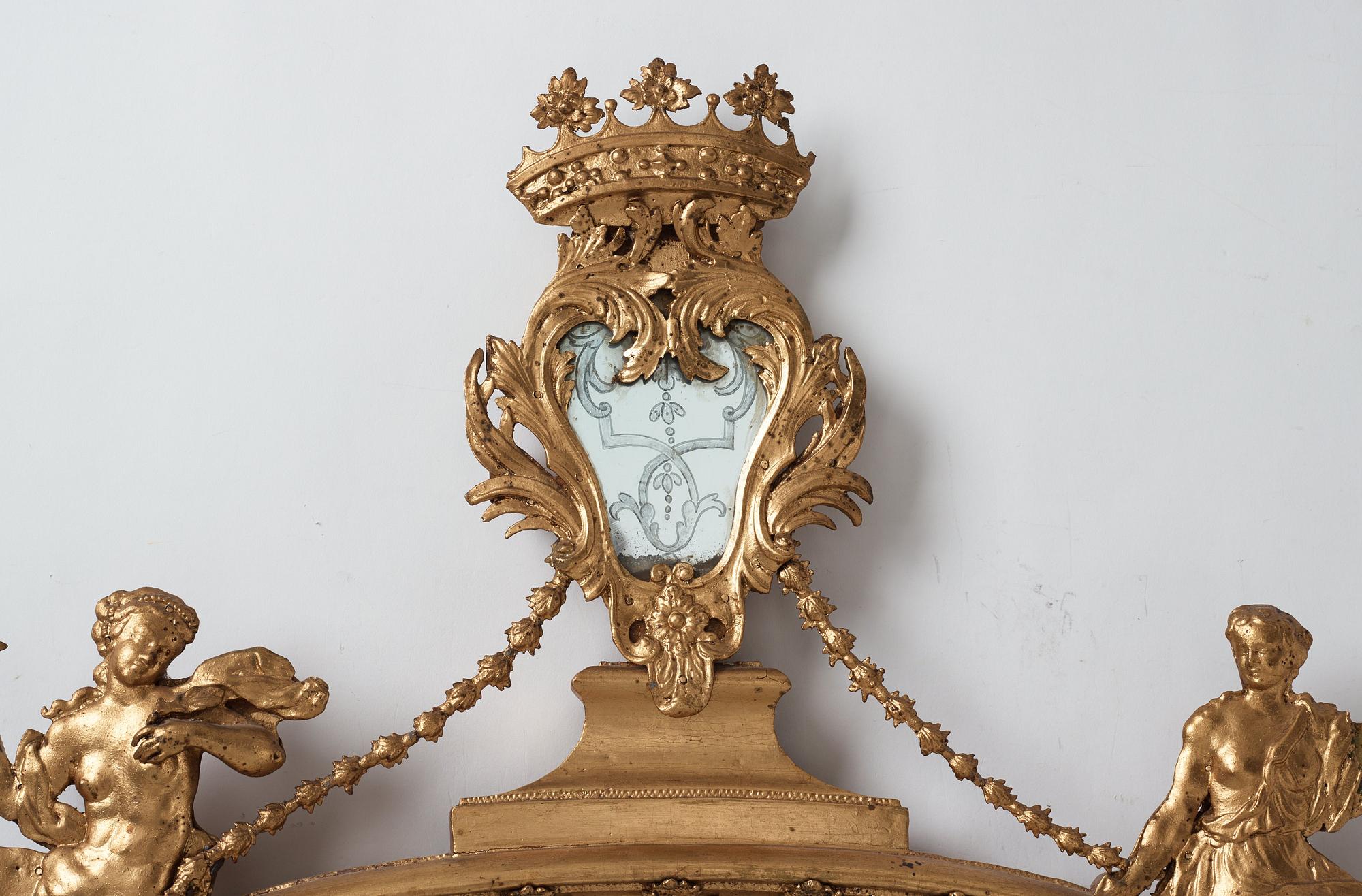 A Swedish Baroque mirror by Burchardt Precht (active in Stockholm 1674-1738).