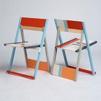 Igor Cronsioe, a pair of folding chairs, "Sudden Seat", ed. 76/95 & 87/95, Futura Gallery, Stockholm, Sweden 1983.