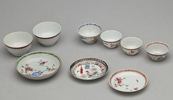 KOPPAR 6 st, FAT 3 st, porslin, Kina, 1700-tal.