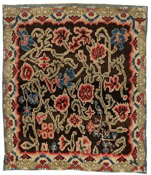 230. A bridal bed cover, knotted pile, ca 189-190,5 x 160-164 cm, Hälsingland, Sweden, the 1750's, rococo.