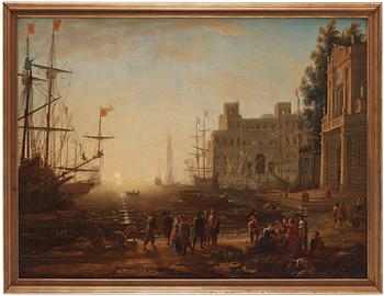 835. Claude Lorrain After, Port scene with the Villa Medici.