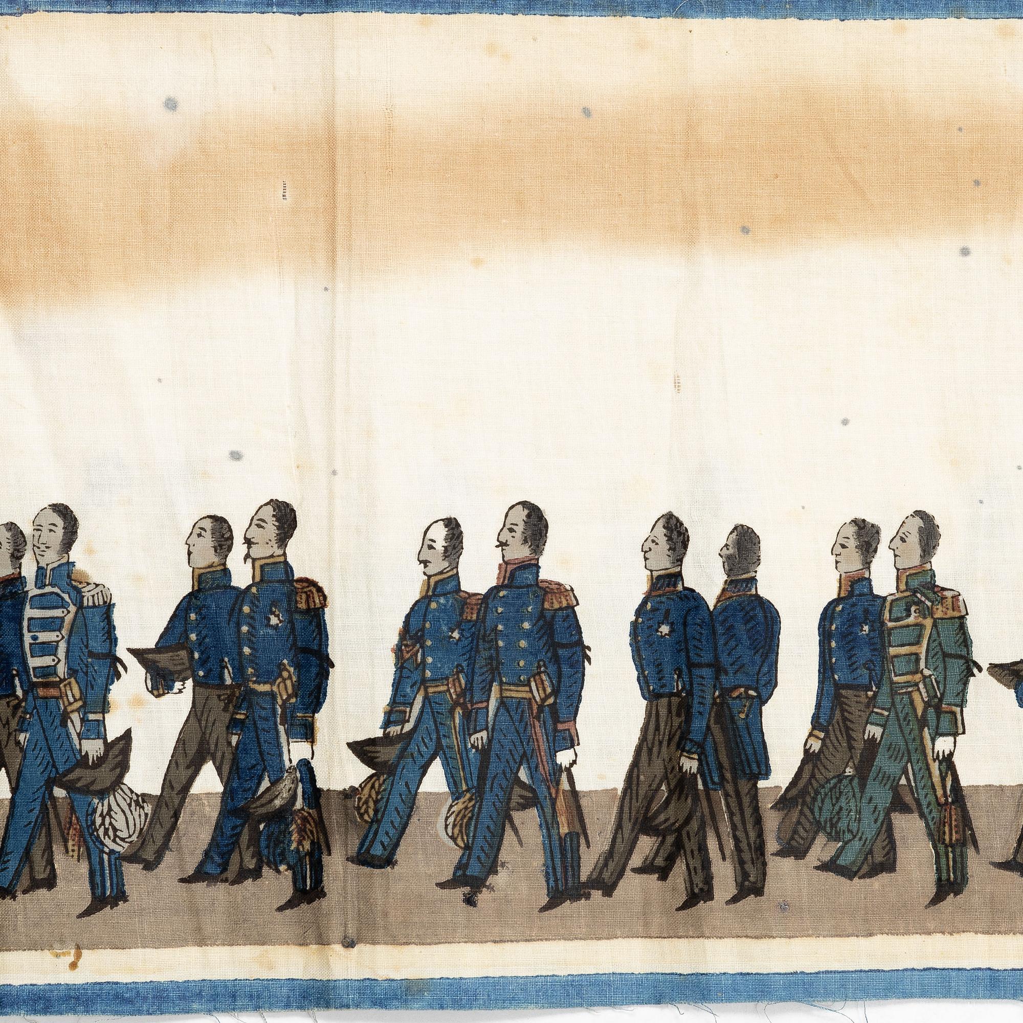 Minnesbonaden från 1844 över Karl XIV Johans begravningståg.