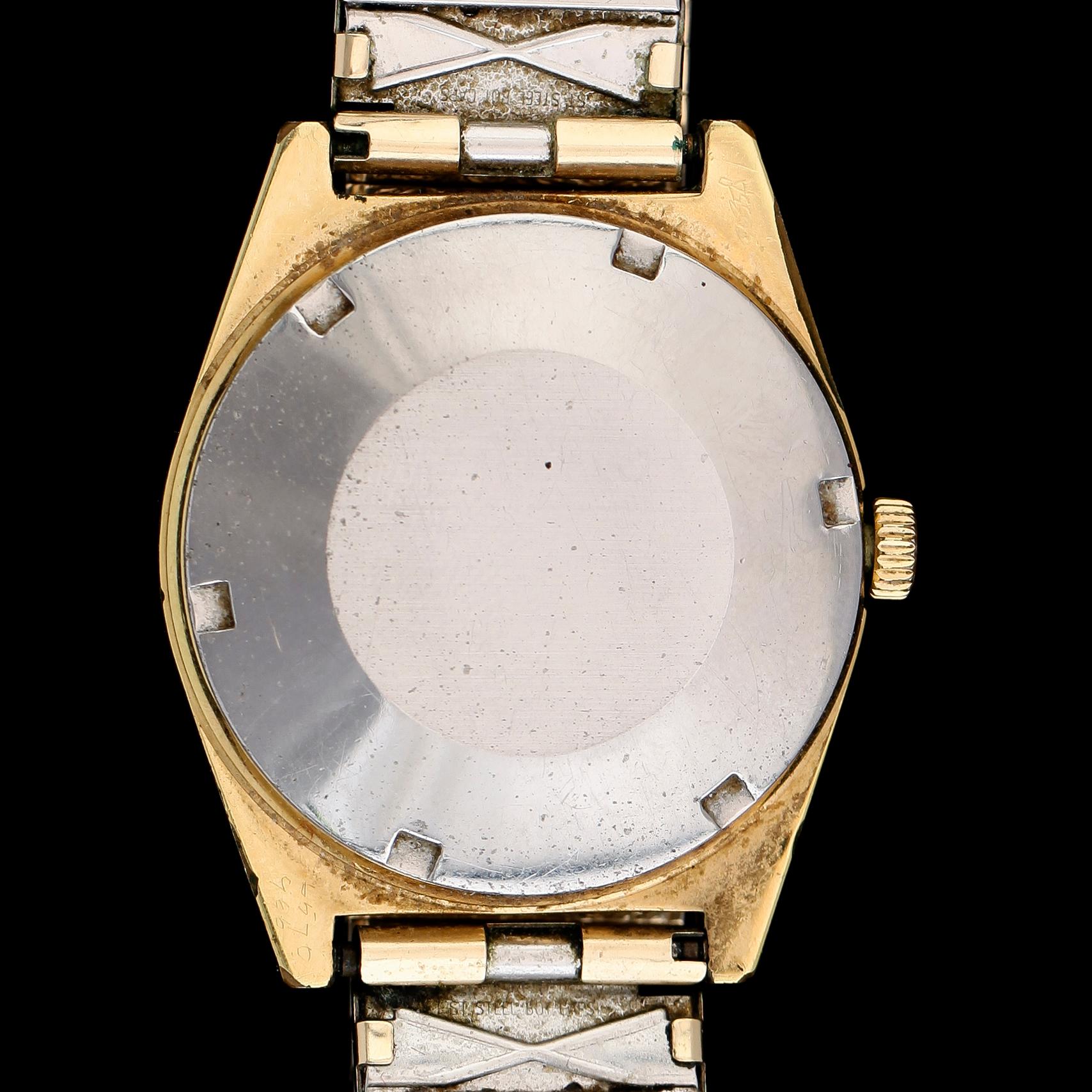 ARMBANDSUR, guld på stål, Omega, Automatic, Genève, 1900-talets andra hälft.