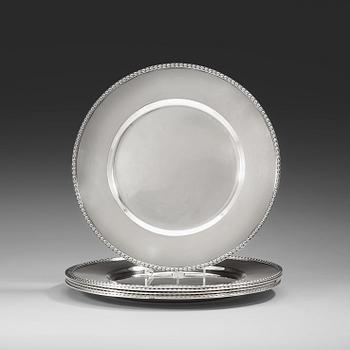605. A set of six K Aderson silver plates, Stockholm 1946-51.