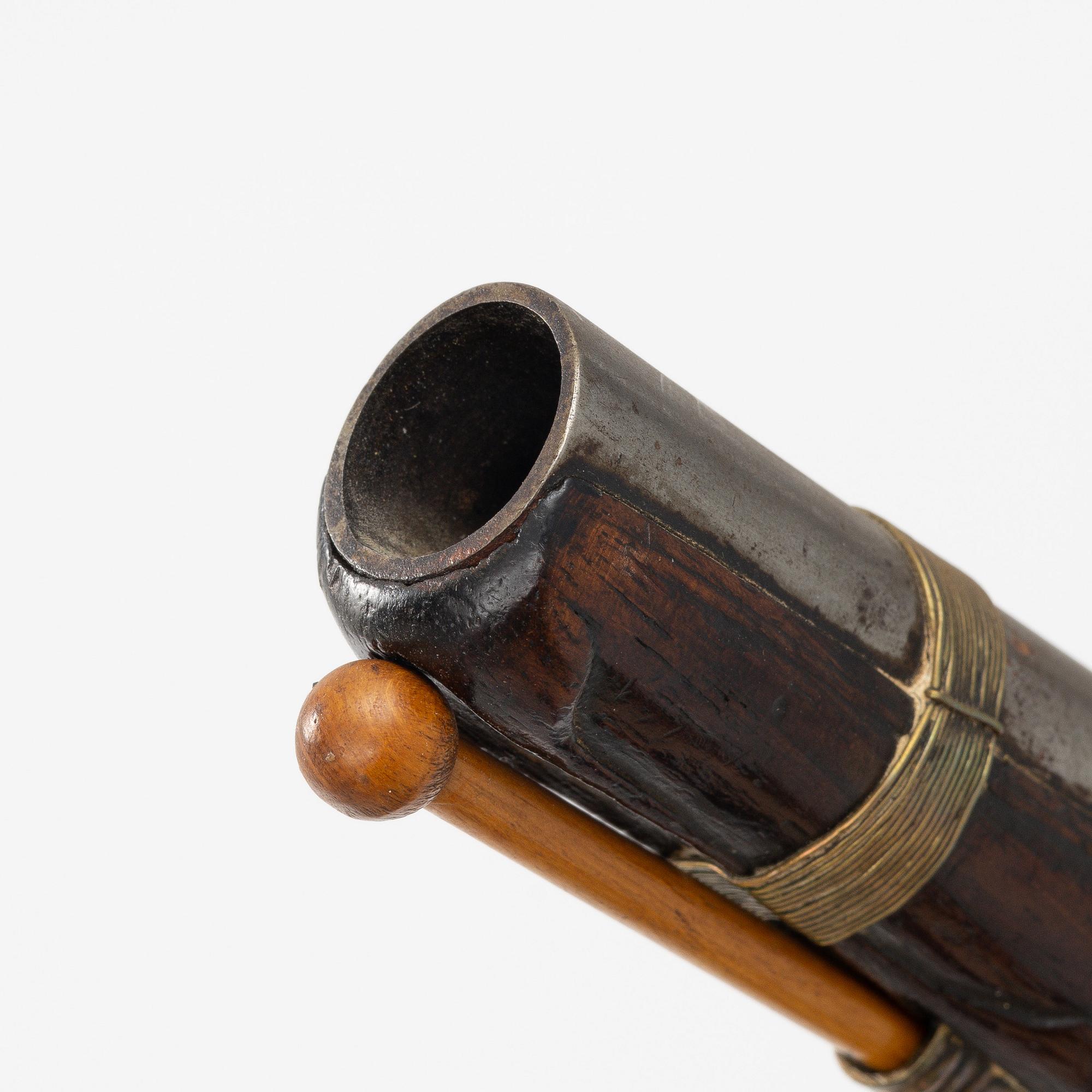 A pair of percussion pistols, converted from flintlock. 18th century.