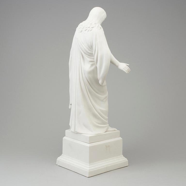 A large bisquit sculpture of Christ on a pedestal, Gustafsberg, 1925.