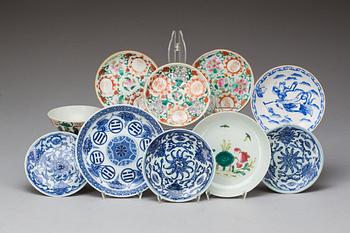 ASSIETTER MM, 10 delar, porslin, Kina 1800 och 1900-tal.