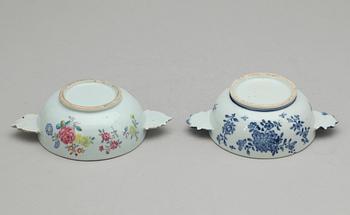 EQUELLER med LOCK, två stycken, kompaniporslin. Qing dynastin, Qianlong (1736-95).
