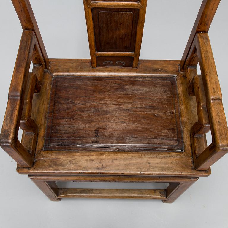 A Chinese hardwood armchair, circa 1900.