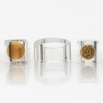 Siv Lagerström, three acrylic rings, 1970s.