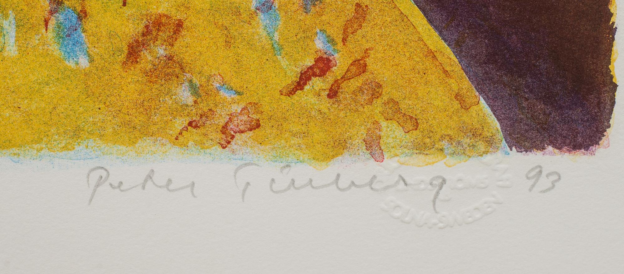 PETER TILLBERG, färglitografier, 2 st, signerade, daterade -93 och numrerade 166/185 resp 92/185.