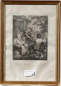 TUSCHLAVERING samt GRAVYRER, 3 delar 1700/1800-tal.