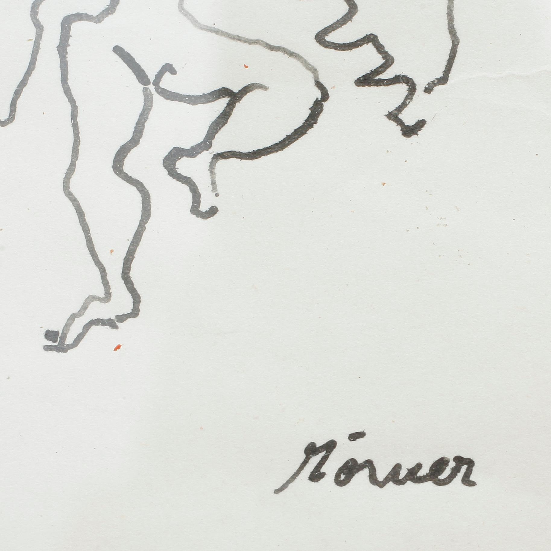 STELLAN MÖRNER, tuschteckning, signerad.