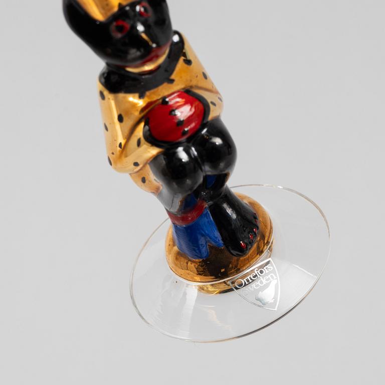 Gunnar Cyrén, four shot glasses, so-called devil glasses, from the Nobel service, Orrefors.