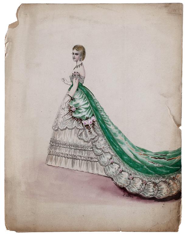 MODEPLANSCHER, 14 st, bla Ernest Leduc, 21 rue des Acacias, Montmartre, Paris 1800-talets andra hälft.