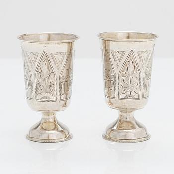 A set of six silver beakers, maker's mark of Israel Eseevich Zakhoder, Moscow 1887.