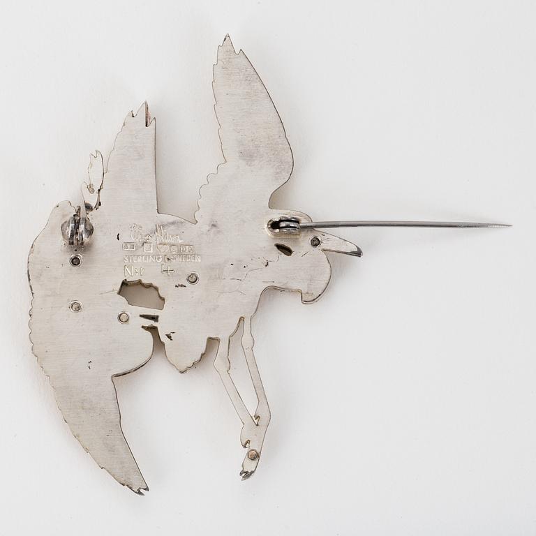 A Wiwen Nilsson sterling silver brooch. Lund 1954.