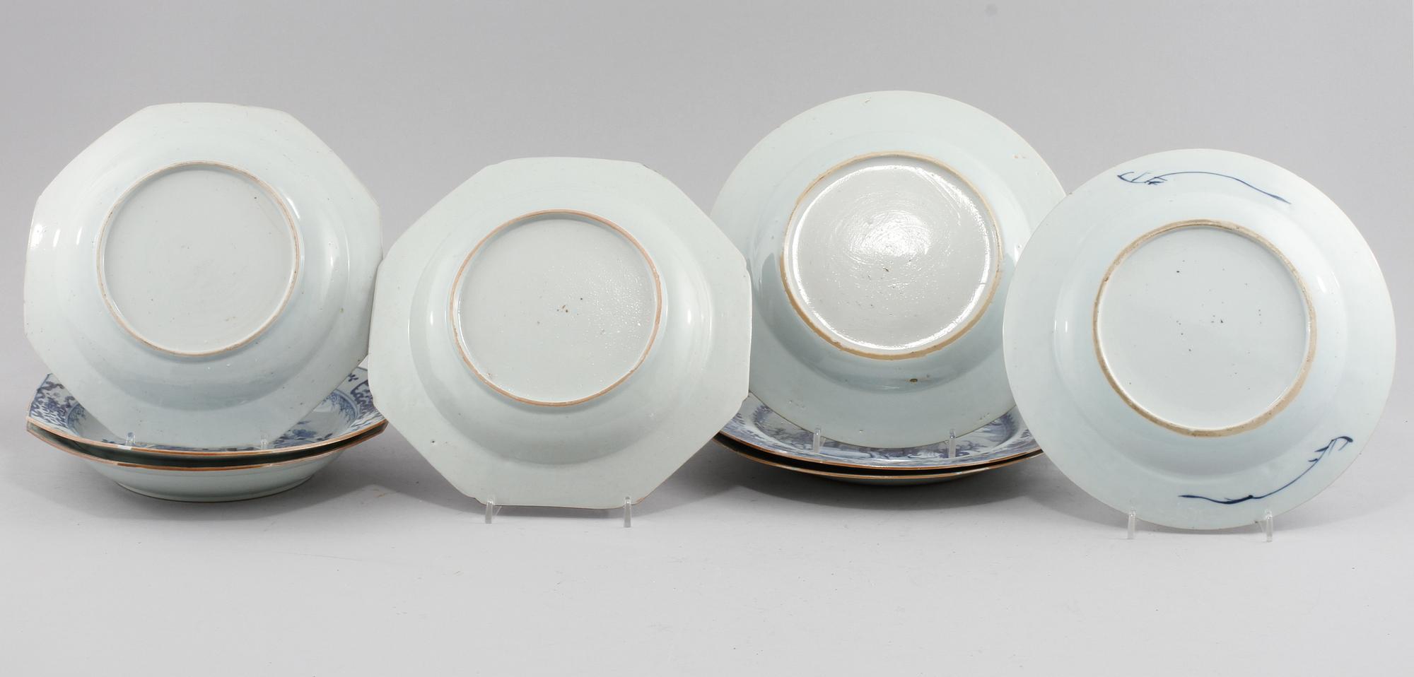 TALLRIKAR, 8 st, porslin, Kina, 1700-tal.