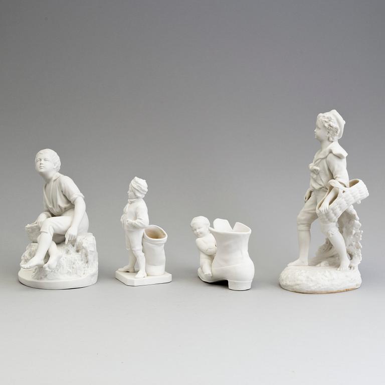 FOUR PARIAN FIGURES, Gustafsberg, ca 1900, one unmarked.