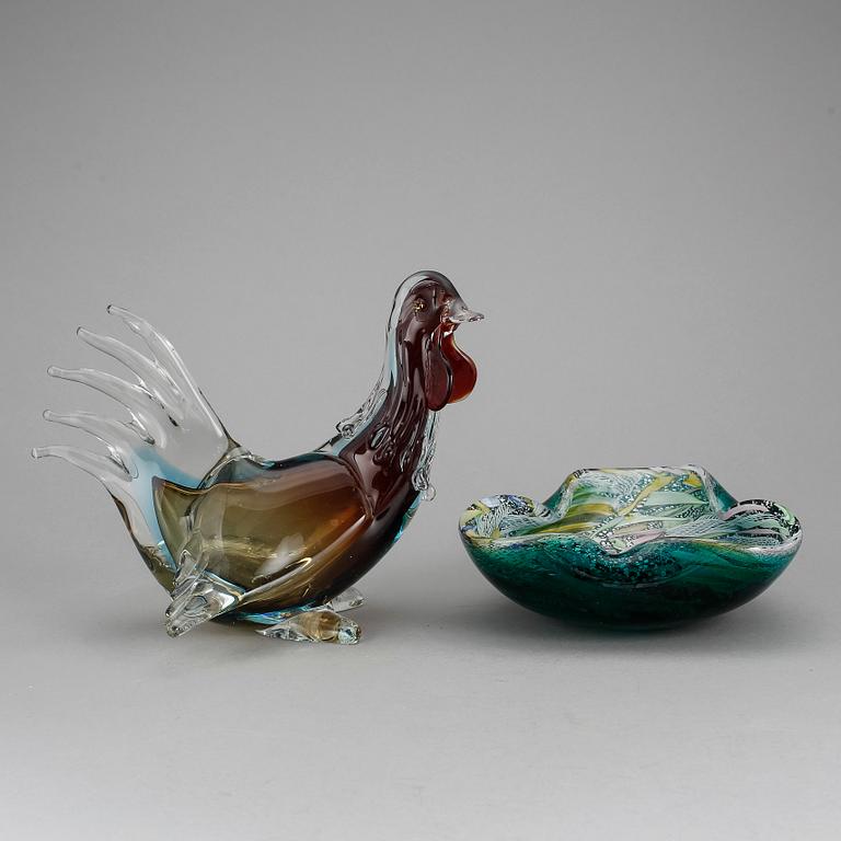 FIGURIN och SKÅL, glas, Murano, Italien, 1900-tal.