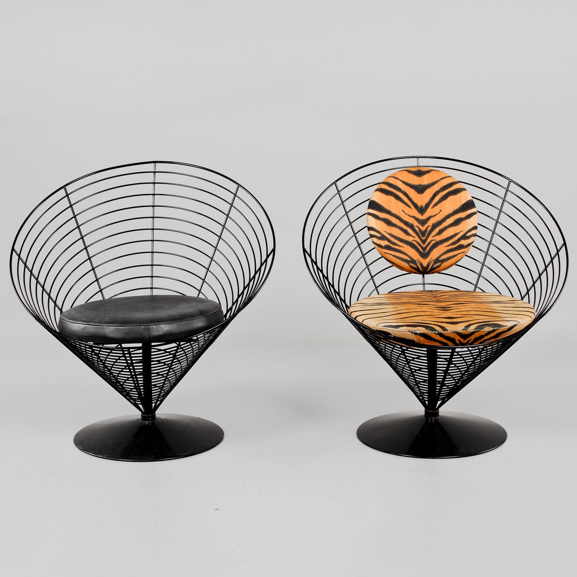 STOLAR, 2 st, "Wire cone", Panton, 1900-talets fjärde kvartal.