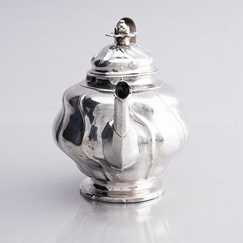 A Swedish 18th century small silver tea-pot, mark of Jonas Berg, Stockholm 1756.