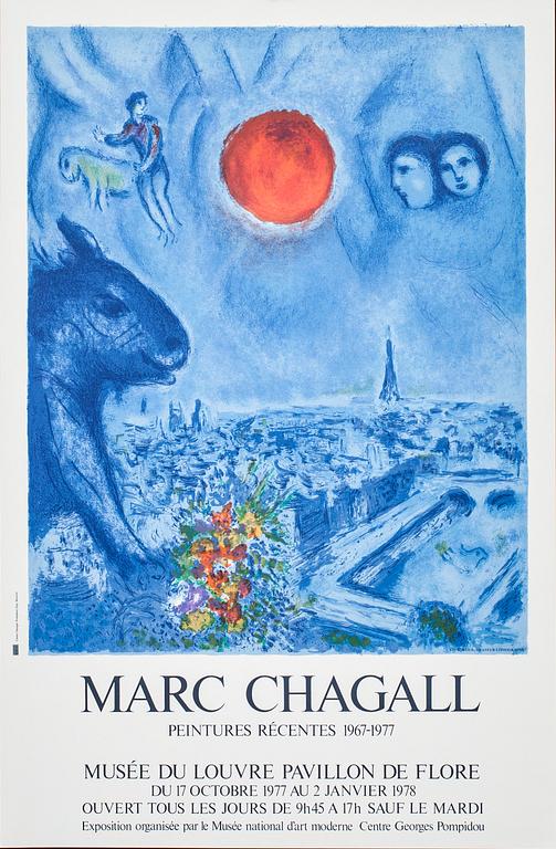 MARC CHAGALL, affisch, Sorlier, Paris 1977.