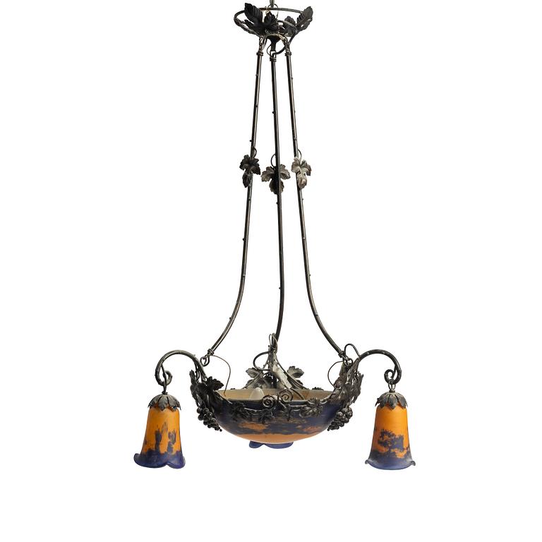 Taklampa , jugend, Frankrike, tidigt 1900-tal. Troligen Muller Frères, Lunéville.
