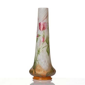 Daum Frères, a set of two Art Nouveau cameo glass vases, Nancy, France.