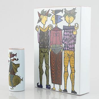 Stig Lindberg, two faience vases, from the 'Karneval' series, Gustavsberg.